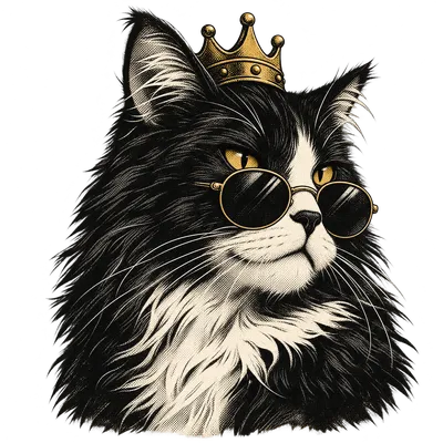 A Domestic Longhair drawn in our Crown and shades style