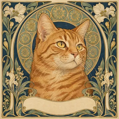 A Domestic Medium Hair drawn in our Art nouveau style