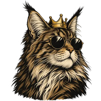 A Maine Coon drawn in our Crown and shades style