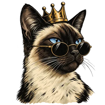 A Siamese drawn in our Crown and shades style