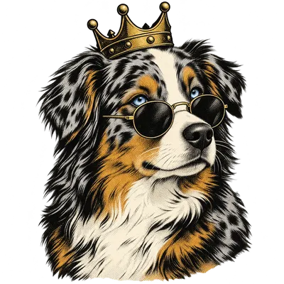 A Australian Shepherd drawn in our Crown and shades style