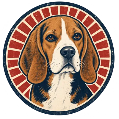 A Beagle drawn in our Retro badge style