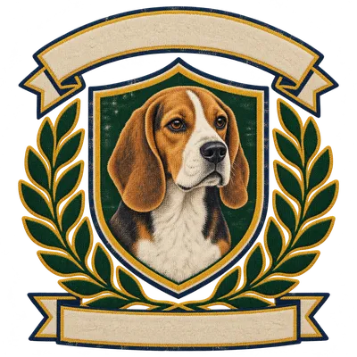 A Beagle drawn in our Varsity crest style