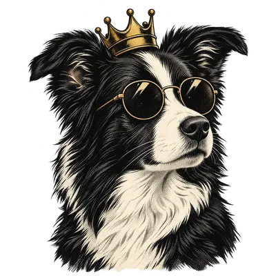 A Border Collie drawn in our Crown and shades style