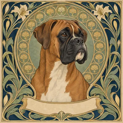 A Boxer drawn in our Art nouveau style