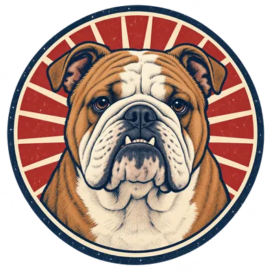 A Bulldog drawn in our Retro badge style
