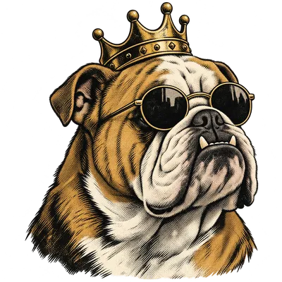 A Bulldog drawn in our Crown and shades style