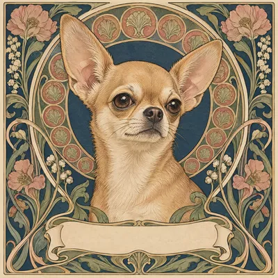 A Chihuahua drawn in our Art nouveau style