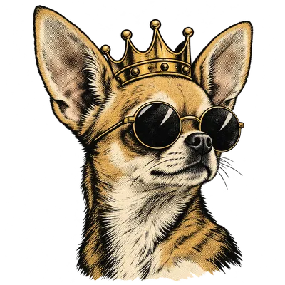 A Chihuahua drawn in our Crown and shades style