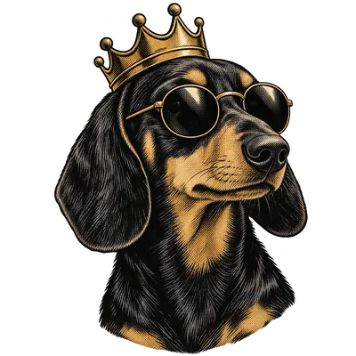 A Dachshund drawn in our Crown and shades style