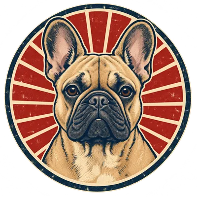 A French Bulldog drawn in our Retro badge style