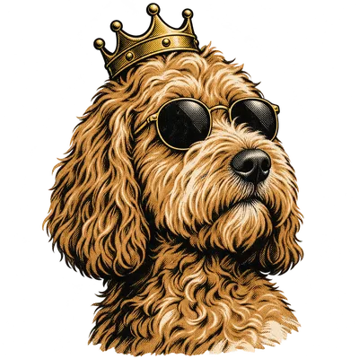 A Labradoodle drawn in our Crown and shades style