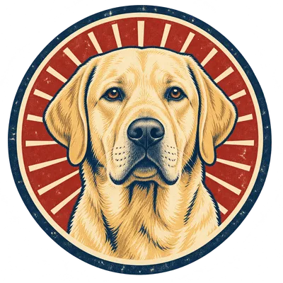 A Labrador Retriever drawn in our Retro badge style