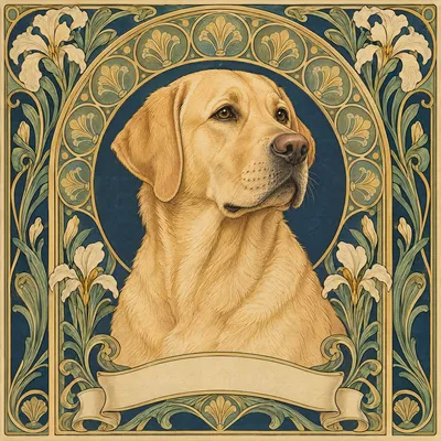 A Labrador Retriever drawn in our Art nouveau style