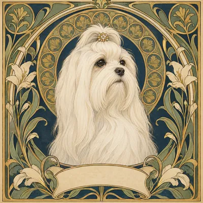 A Maltese drawn in our Art nouveau style