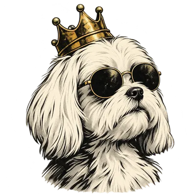 A Maltese drawn in our Crown and shades style