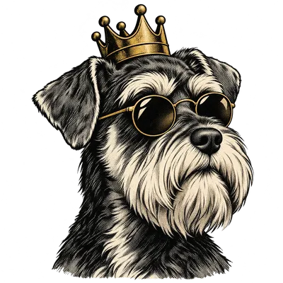 A Miniature Schnauzer drawn in our Crown and shades style