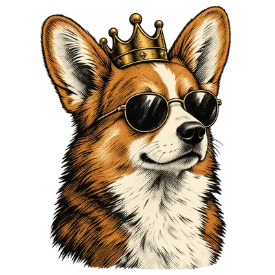 A Pembroke Welsh Corgi drawn in our Crown and shades style