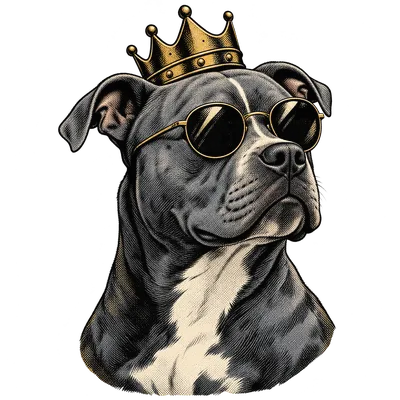 A Pit bull type drawn in our Crown and shades style