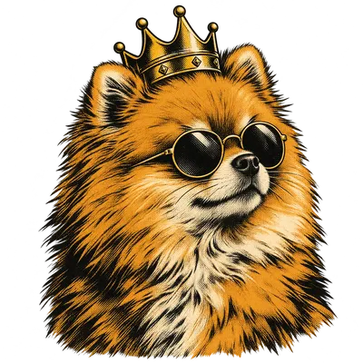 A Pomeranian drawn in our Crown and shades style