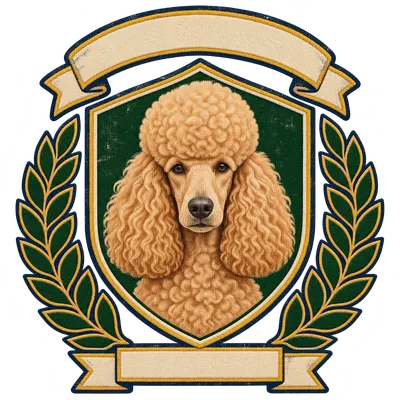 A Poodle drawn in our Varsity crest style