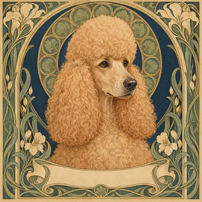 A Poodle drawn in our Art nouveau style