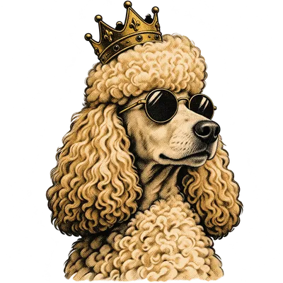 A Poodle drawn in our Crown and shades style