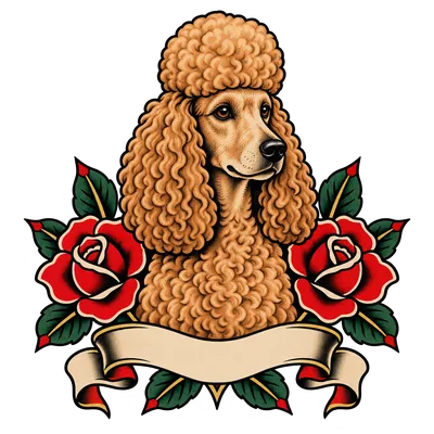 A Poodle drawn in our Tattoo flash style