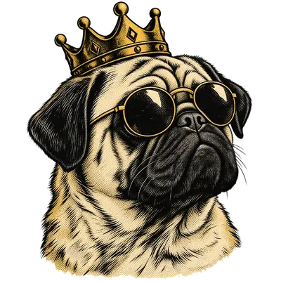 A Pug drawn in our Crown and shades style