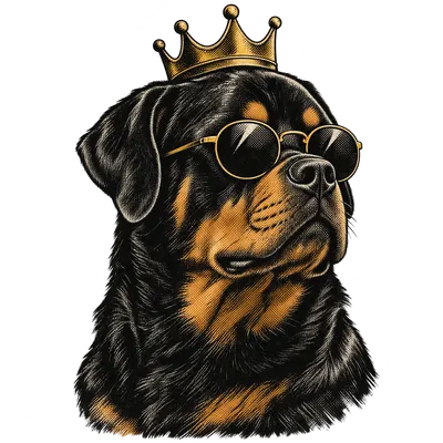 A Rottweiler drawn in our Crown and shades style