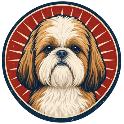 A Shih Tzu drawn in our Retro badge style