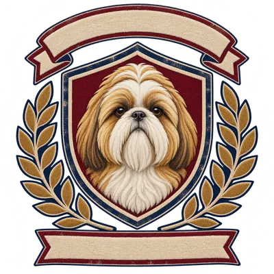 A Shih Tzu drawn in our Varsity crest style