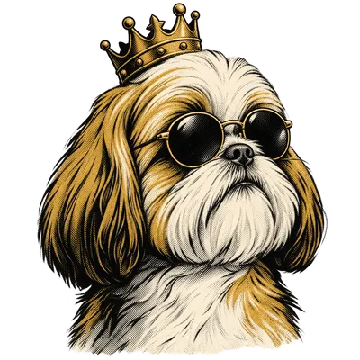 A Shih Tzu drawn in our Crown and shades style