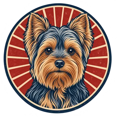 A Yorkshire Terrier drawn in our Retro badge style