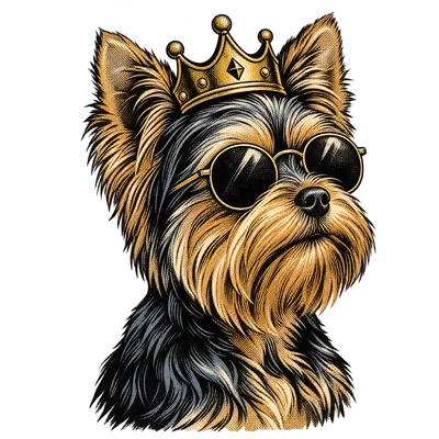 A Yorkshire Terrier drawn in our Crown and shades style