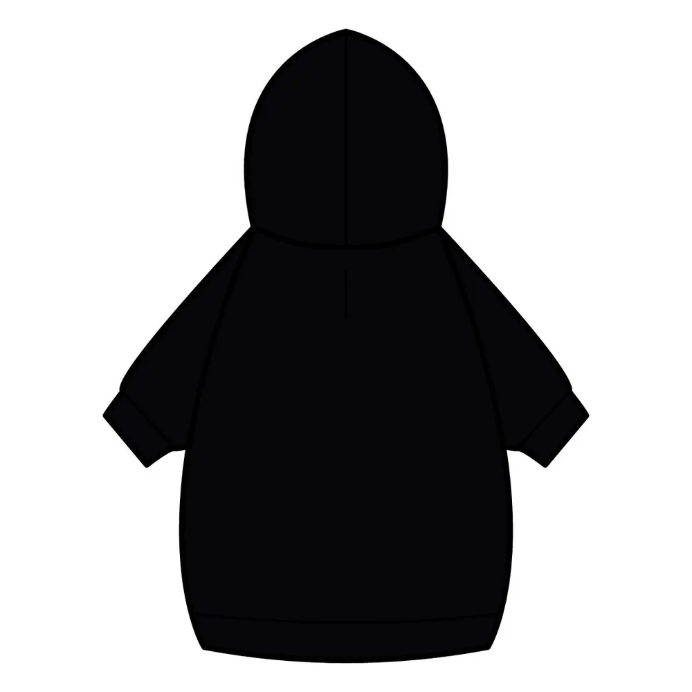 The back of the black hoodie, where the design is printed