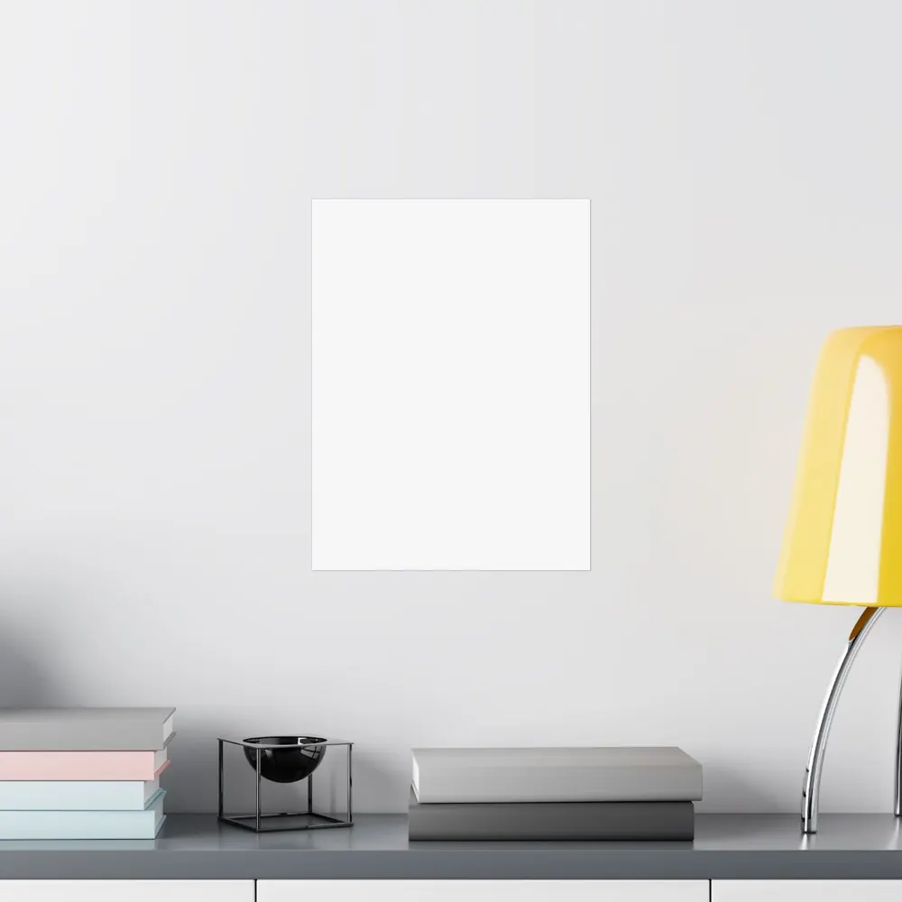 Poster on a living room wall above a sideboard, 12 × 16 in